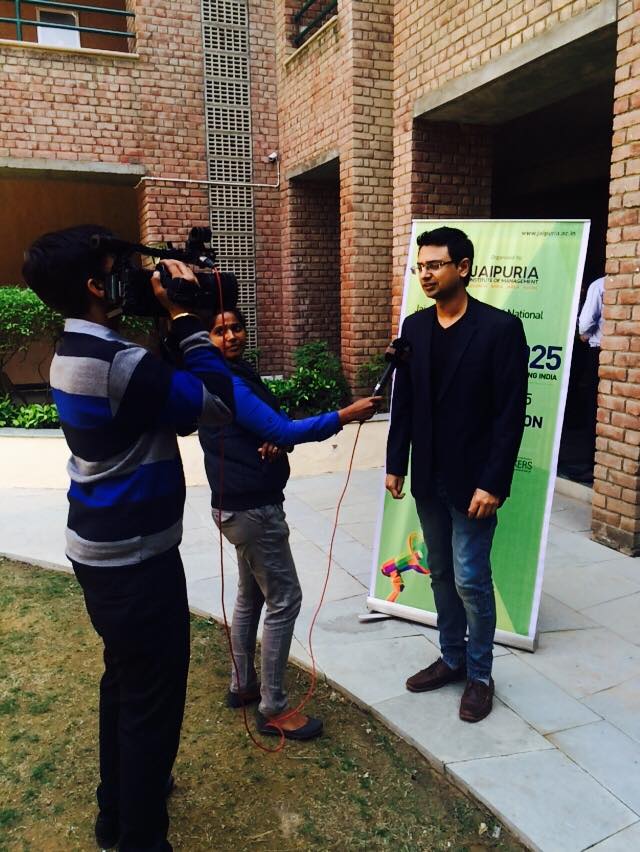 Vishwas Mudagal covered by media offstage Youth 2025 at Jaipuria Institutute of Management
